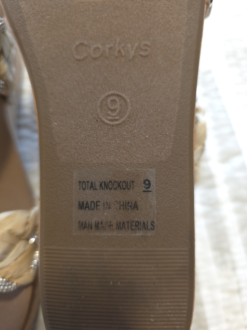 Corkys Cream Braided Cork Platform Wedge Sandals with Metallic Trim - Picture 3 of 4